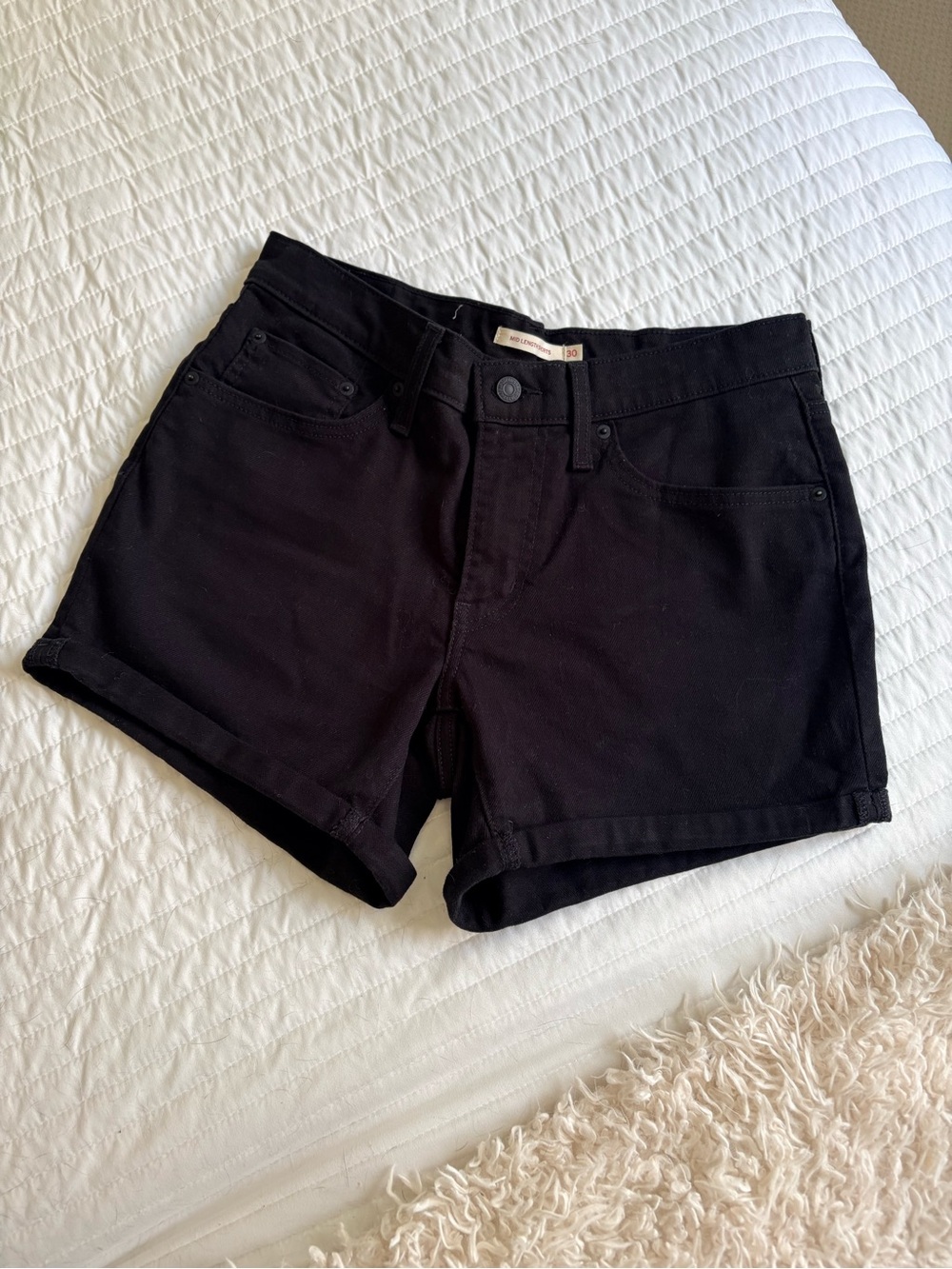 Levi’s Black Women's Mid Length Denim Shorts